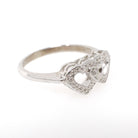 Triple Heart Ring - Mid Century 10k White Gold Sweetheart Promise Love - Vintage Circa 1950s Era Size 6 1/4 Natural Diamond Fine Jewelry