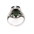 Art Deco Tourmaline Ring - Antique 20k White Gold Dark Green Cushion Gemstone Alternative Engagement - Circa 1920s Size 6 1/2 Fine Jewelry