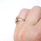 Victorian Diamond Ring - Antique 10k Rosy Gold .51 CTW Three Stone Navette - Circa 1890s Size 5 1/2 Dainty Filigree Fine Engagement Jewelry