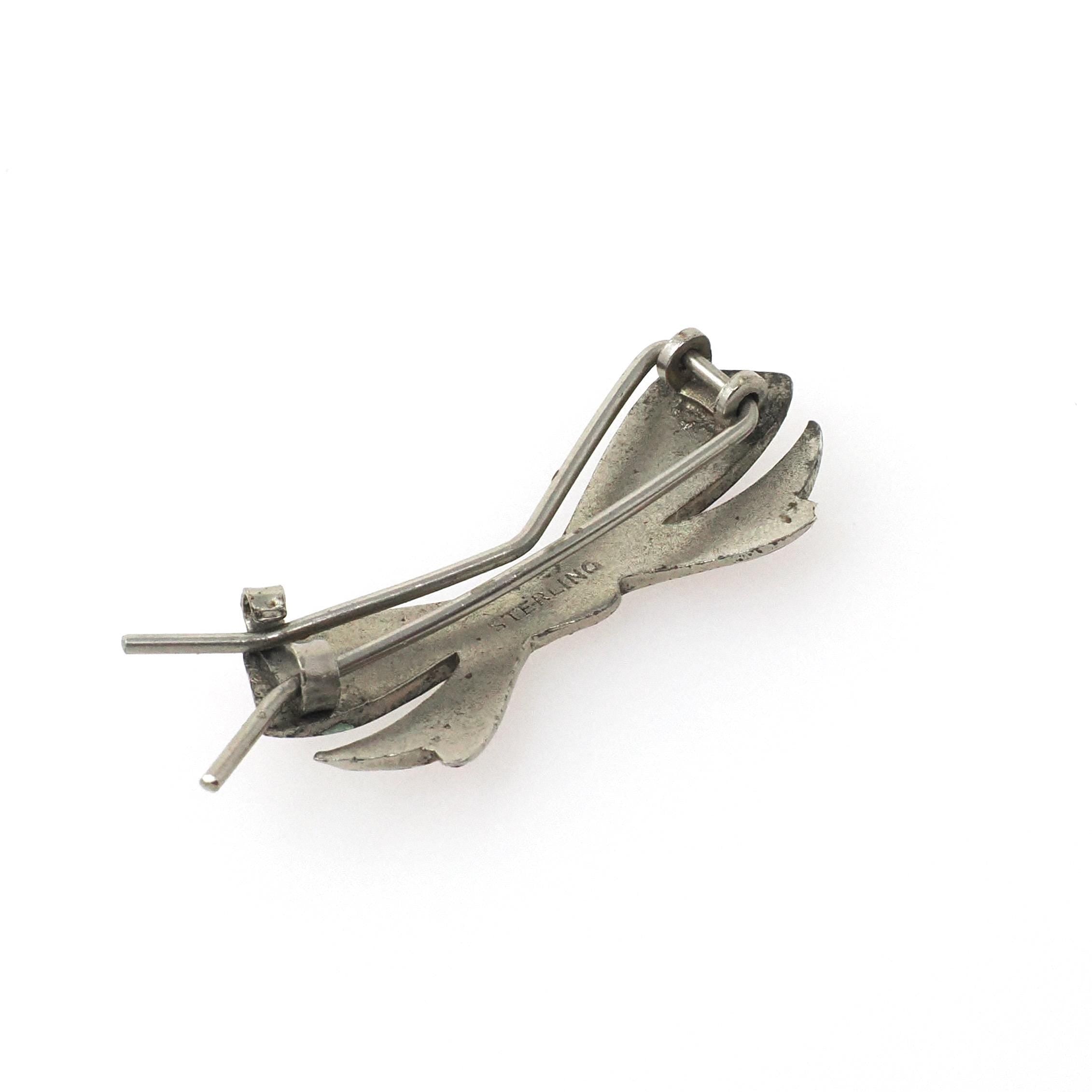 Vintage Bow Hair Clip - Retro Sterling Silver Pink Guilloche Enamel Fashion Accessory - Circa 1940s Era Pin Fastener Flower Barrette Jewelry