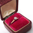 Antique Diamond Ring - Edwardian 14k Yellow Gold Solitaire Old European Gemstone - Vintage 1910s Size 5 3/4 Fine Wedding Engagement Jewelry