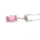 Art Deco Lavalier - Vintage 10k White Gold Two Tone Simulated Pink Sapphire Pendant Necklace - Circa 1930s Era Simulated Pearl Fine Jewelry