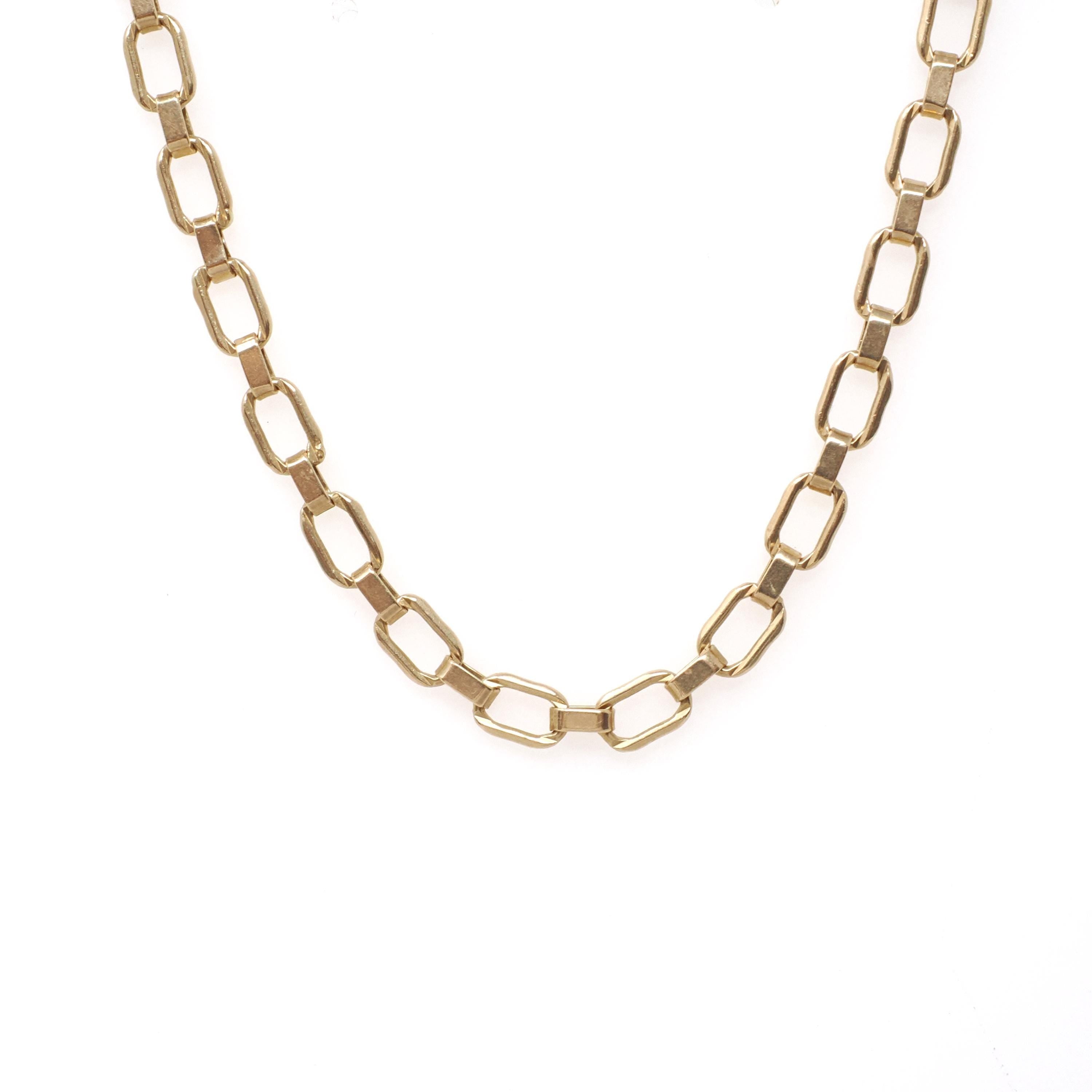 Vintage Oval Link Chain - Retro 14k Yellow Gold 19 Inches Italian Lobster Clasp 3.9 MM Necklace - Circa 1980s Era Fine Unisex Jewelry Supply