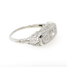 Art Deco Filigree Ring - Vintage 18k White Gold .19 CTW Natural Diamond Band - Circa 1930s Size 7 1/2 Bridal Fine Wedding Engagement Jewelry
