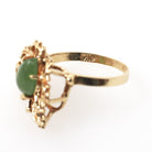 Vintage Butterfly Ring - Retro 10k Yellow Gold Natural Nephrite Jade Gemstone - Circa 1970s Era Size 5 3/4 Statement Figural Bug Jewelry