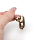 Antique Flip Locket - Victorian 10k Rose Gold Sardonyx & Onyx Gems Double Sided Pendant - Circa 1890s Era Watch Fob Fine Keepsake Jewelry