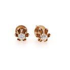Antique Diamond Earrings - Edwardian 14k Rose Gold Buttercup Old European .20 CTW Gems - Vintage Circa 1900s Era Threaded Backs Fine Jewelry