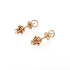 Antique Diamond Earrings - Edwardian 14k Rose Gold Buttercup Old European .20 CTW Gems - Vintage Circa 1900s Era Threaded Backs Fine Jewelry