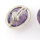 Vintage Scarab Earrings - Mid Century Sterling Silver Natural Carved Amethyst Screw Backs - Circa 1960s Egyptian Revival Fashion Jewelry