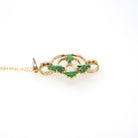 Modernist Pendant Necklace - 14k Yellow Gold Natural Jadeite Jade & .16 CTW Natural Diamonds - Circa 1970's Era Arrow Design Fine Jewelry