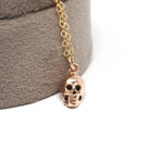 Dainty Skull Charm - Contemporary 14k Rosy Yellow Gold Figural Cranium Pendant Necklace - Circa 2000s Gothic Unique Spooky Statement Jewelry