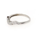 Asymmetrical Diamond Band - Mid Century 14k White Gold Curved Ring Enhancer - Vintage Circa 1960s Era Size 4 1/2 Engagement Fine Jewelry