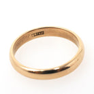 Edwardian Wedding Band - Antique 14k Yellow Gold 3.5 MM Half Round Ring - Circa 1910s Era Size 7 3/4 Engraved Bridal Fine Stacking Jewelry