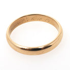 Edwardian Wedding Band - Antique 14k Yellow Gold 3.5 MM Half Round Ring - Circa 1910s Era Size 7 3/4 Engraved Bridal Fine Stacking Jewelry