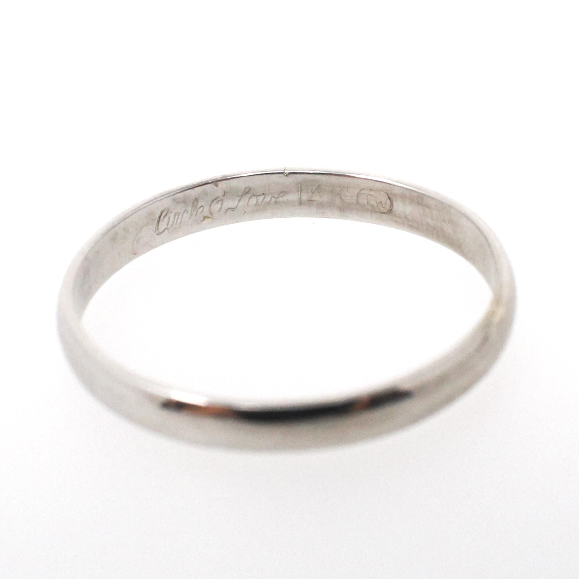 Vintage Wedding Band - Mid Century 14k White Gold 2.1 MM Half Round Ring - Circa 1950s Size 4 1/2 Stacking Tessler & Weiss Fine Jewelry