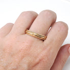 Eternity Flower Band - Retro 14k Yellow Gold Floral Stacking Wedding Ring - Circa 1950s Size 12 Unisex 4.2 MM Milgrain Bridal Fine Jewelry