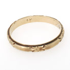 Eternity Flower Band - Art Deco 14k Yellow Gold Floral Stacking Wedding Ring - Circa 1930s Size 8 Unisex 2.8 MM Milgrain Bridal Fine Jewelry