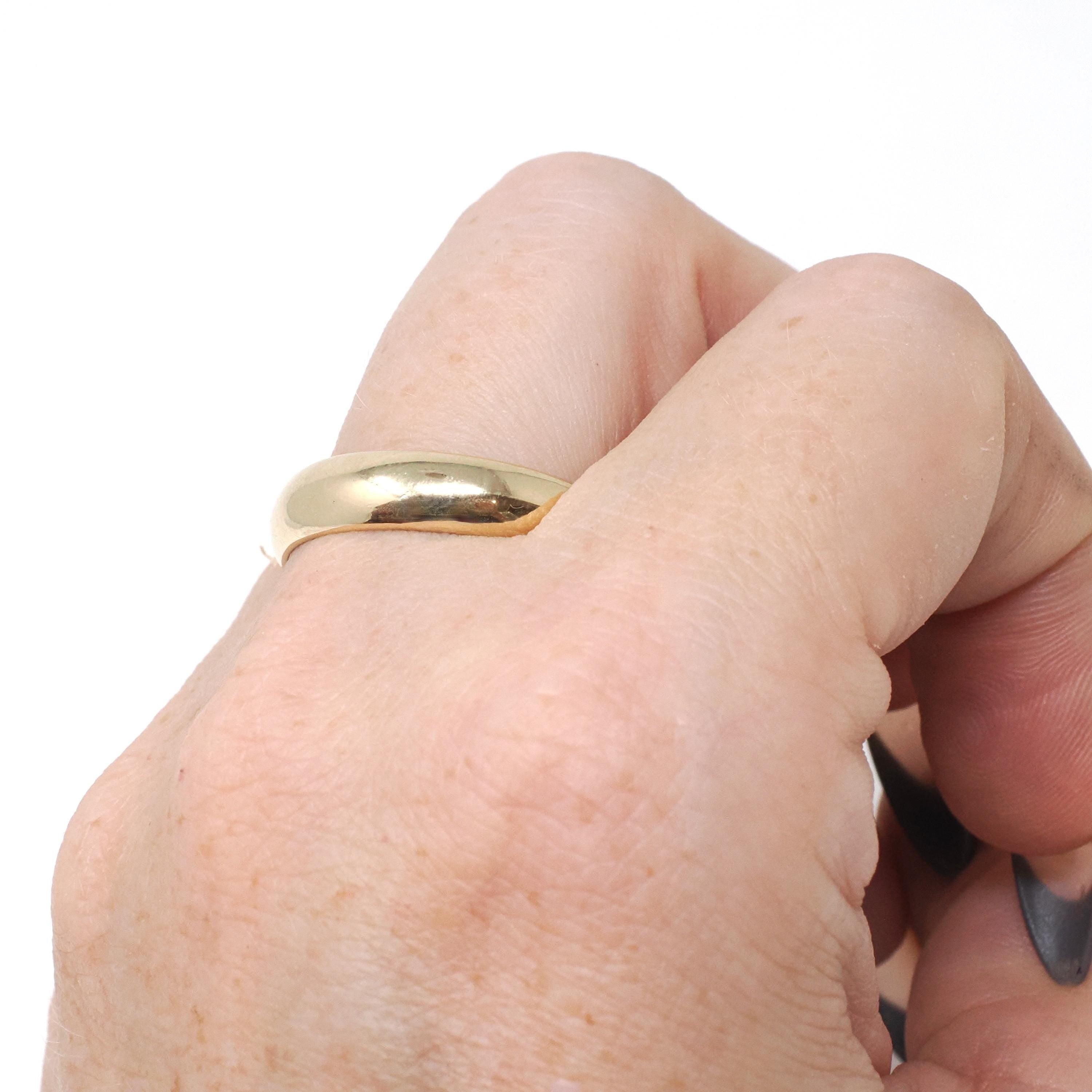 Vintage Wedding Band - Mid Century 14k Yellow Gold 4.9 MM Half Round Ring - Circa 1950s Era Size 10 1/2 Domed Stacking Fine Bridal Jewelry