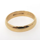 Modern Wedding Band - English 9k Yellow Gold 3.8 MM Half Round Ring - Circa 1980s Era Size 5 3/4 Bold Gold Stacking Fine Bridal Jewelry