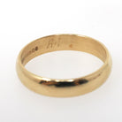 Modern Wedding Band - English 9k Yellow Gold 3.8 MM Half Round Ring - Circa 1980s Era Size 5 3/4 Bold Gold Stacking Fine Bridal Jewelry