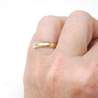 Modern Wedding Band - English 9k Yellow Gold 3.8 MM Half Round Ring - Circa 1980s Era Size 5 3/4 Bold Gold Stacking Fine Bridal Jewelry