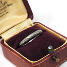 Art Deco Wedding Band - Antique 18k White Gold Orange Blossom 2.6 MM Eternity Ring - Circa 1920s Era Size 5 3/4 Engraved Bridal Fine Jewelry