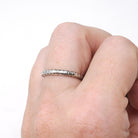 Edwardian Wedding Band - Antique 18k White Gold Orange Blossom 2.4MM Eternity Ring - Circa 1916 Size 6 Engraved Bridal Fine Stacking Jewelry