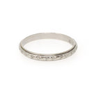 Art Deco Wedding Band - Antique 14k White Gold Orange Blossom 2.7 MM Eternity Ring - Circa 1930s Era Size 8 1/4 Engraved Bridal Fine Jewelry
