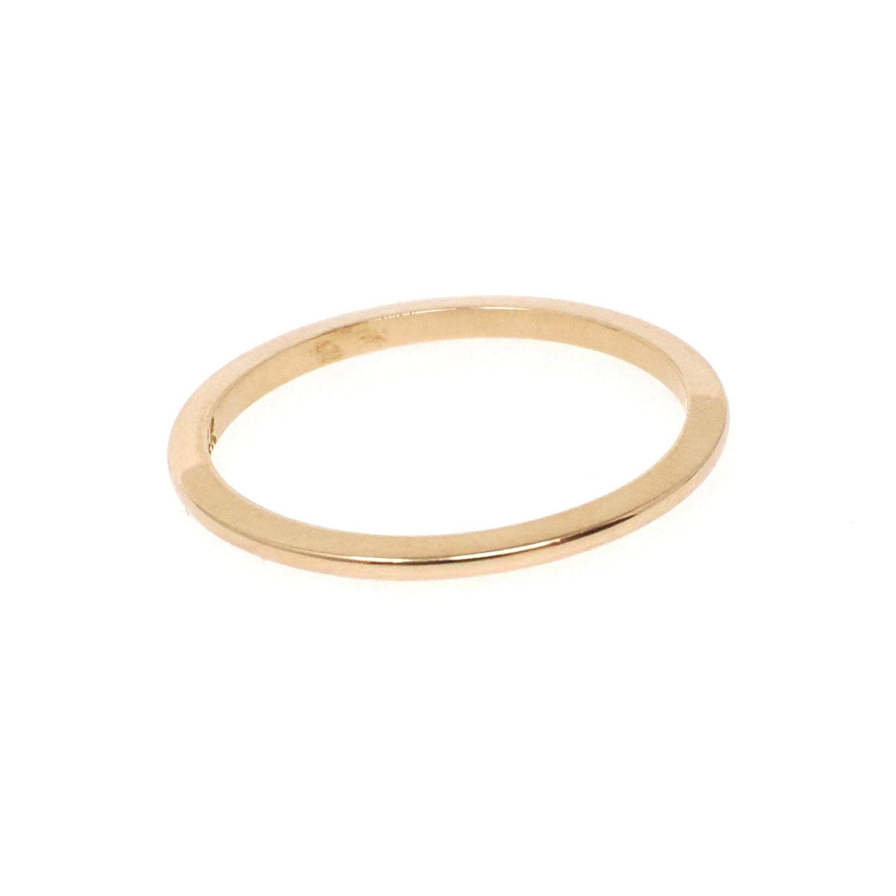 Vintage Wedding Ring - Edwardian 14k Yellow Gold 1.2 MM Dainty Flat Band - Circa 1910s Size 5 1/4 OB Ostby & Barton Fine Stacking Jewelry