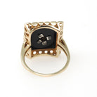 Vintage Onyx Ring - Mid Century 14k Yellow Gold Black Rectangle Gemstone - Circa 1960s Size 7 Natural Diamond Accent Fine Statement Jewelry
