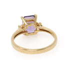 Amethyst & Diamond Ring - Modern Era 10k Yellow Gold Emerald Cut Purple Gem - Estate Circa 2000s Size 5 1/2 February Birthstone Fine Jewelry