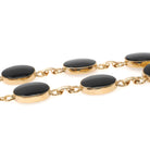 Vintage Onyx Necklace - Mid Century 12k Gold Filled Natural Oval Black Chalcedony Gemstones - Circa 1960s Era Statement 18" Inch Jewelry