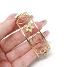 Vintage Cuff Bracelet - Mid Century Yellow & Rose Gold Filled Two Tone Open Metal Designs - Circa 1950s Era Krementz USA Statement Jewelry