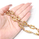 Vintage Two Tone Necklace - Retro 12k Gold Filled Interlocking Oval Links Chain - Circa 1940s Spring Ring Clasp Fashion Accessory Jewelry