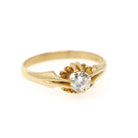 Estate Diamond Ring - 18k Yellow Gold .51 CT Natural Round Brilliant Cut Belcher- Hallmarked 1982 Size 10 Bold Gold Fine Unisex Jewelry