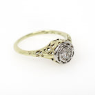 Art Deco Engagement Ring - Vintage 14k White & Yellow Gold Rare Butterfly Filigree 0.12 CT Diamond - Circa 1930s Era Size 5 3/4 Fine Jewelry