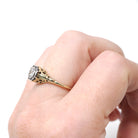 Art Deco Engagement Ring - Vintage 14k White & Yellow Gold Rare Butterfly Filigree 0.12 CT Diamond - Circa 1930s Era Size 5 3/4 Fine Jewelry