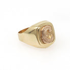 Letter "C" Ring - Estate 14k Yellow Gold Initial Initial Monogram Signet - Contemporary Circa 1990s Era Size 4 1/2 Fine Statement Jewelry