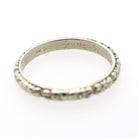 Art Deco Wedding Band - Vintage 14k White Gold 2.5 MM Orange Blossom Engraved Design Ring - Circa 1920s Size 6 Bridal Fine Statement Jewelry