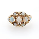 Vintage Opal Ring - Mid Century 10k Yellow Gold Natural Cabochon Cut Gemstone Cluster - Circa 1960s Size 6 October Birthstone Fine Jewelry