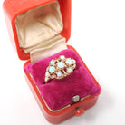 Vintage Opal Ring - Mid Century 10k Yellow Gold Natural Cabochon Cut Gemstone Cluster - Circa 1960s Size 6 October Birthstone Fine Jewelry