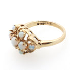Vintage Opal Ring - Mid Century 10k Yellow Gold Natural Cabochon Cut Gemstone Cluster - Circa 1960s Size 6 October Birthstone Fine Jewelry