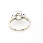 Vintage Moonstone & Sapphire Ring - Mid Century 14k White Gold Natural Cabochon Cut Gemstone - Circa 1950s Size 5.5 Fine Statement Jewelry