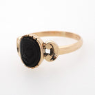 Victorian Cameo Ring - Antique 10k Rosy Yellow Gold Natural Dark Red Carved Oval Gemstone - Circa 1890s Era Size 7 Fine Statement Jewelry