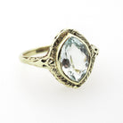 Vintage Aquamarine Ring - Art Deco 14k Yellow Gold Natural Light Blue Marquise Gemstone - Circa 1930s Era Size 5 1/4 Filigree Fine Jewelry
