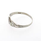 Vintage Baby Ring - Art Deco 14k White Gold Natural Diamond Flower Filigree Pinky Midi Band - Circa 1930s Era Size 2 Dainty Fine Jewelry