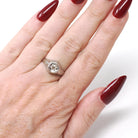 Antique Diamond Ring - Art Deco 18k White Gold Natural .15 CT Old European Hexagonal Engagement - Circa 1920s Size 5 1/2 Belais Fine Jewelry