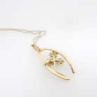 Antique Wishbone Pendant - Edwardian 14k Yellow Gold Blue Enamel Flowers Charm Necklace - Circa 1910s Era Good Luck Fine Statement Jewelry
