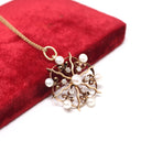 Antique Starburst Necklace - Edwardian 14k Rosy Yellow Gold .18 CTW Natural Diamonds Cultured Pearls Pendant - Circa 1910s Era Fine Jewelry