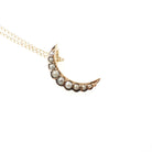 Antique Crescent Moon Charm - Edwardian Era 14k Yellow Gold Cultured Seed Pearl Conversion Pendant - Circa 1910s Celestial Fine Jewelry